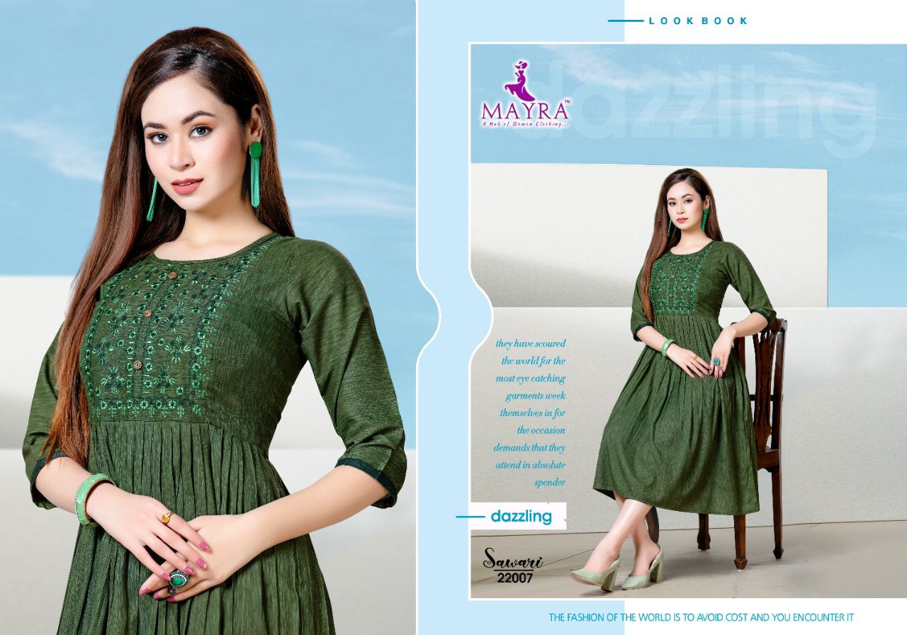 Mayra Sawari Fancy Ethnic Wear Rayon Anarkali Latest Kurti Collection